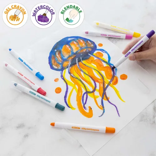 Vista 3 de BAZIC PRODUCTS 12 crayones de gel de colores, 12 unidades, fórmula de gel sedoso, para niños, arte para colorear en la escuela