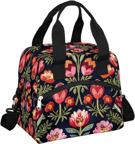 Vista 11 de Pardick Bolsa de almuerzo aislada con diseño de galaxia colorida para mujeres y hombres y adultos, con purpurina, grande, hielera, térmica A01