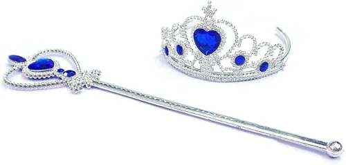 Vista 7 de Juego de tiara y varita de corona princesa Elsa - Joya de corazón de plata Azul