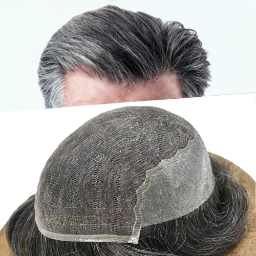 Vista 80 de Mens Toupee Human Hair Replacement System Swiss Lace Toupee For Men Hair Piece Protesis Capilar Mens Hairpiece 5X7#1 Jet Black 120% Density