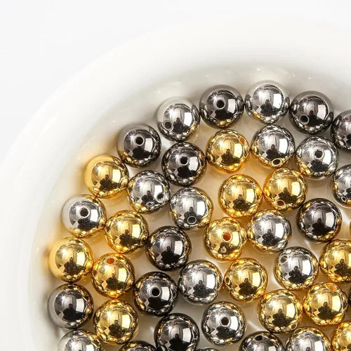 Vista 8 de cuentas de acrílico de 16 mm en color dorado y plateado de 100 unidades, cuentas de chicle para bolígrafo, para hacer pulseras, diademas, collares