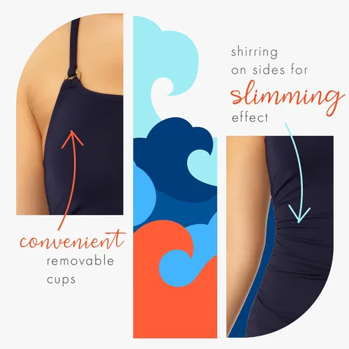 Vista 11 de Anne Cole Maillot Solid traje de baño de una pieza para mujer