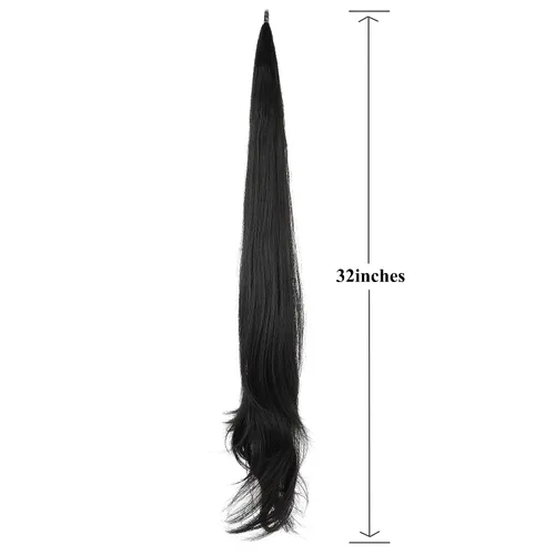 Vista 4 de IMISSU Extensión de pelo Cola de caballo Cabello flexible Colas de caballo Postizos (Negro)