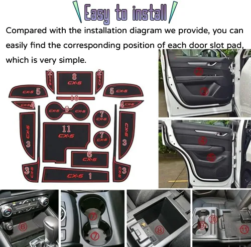 Vista 5 de Accesorios interiores personalizados, 18 piezas para Mazda CX-5 2017 2018 2019 2020 2021 2022 cubierta de consola central, almohadilla de ranura