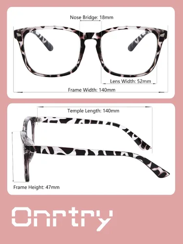 Vista 13 de Onrtry Gafas sin receta para hombres y mujeres, lentes transparentes cuadradas