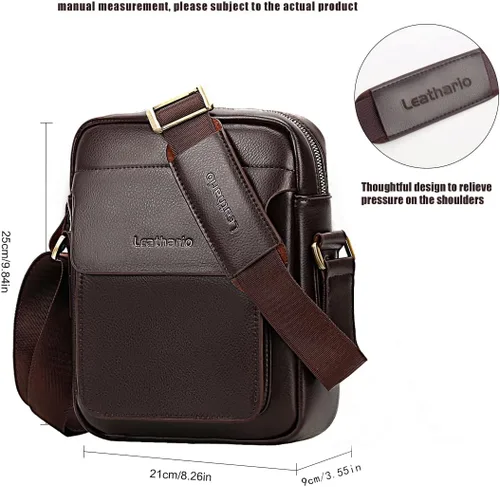 Vista 2 de Leathario Bolso cruzado de cuero para hombre, bolso de hombro para hombre, bolso de mensajero para trabajo, negocios, viaje