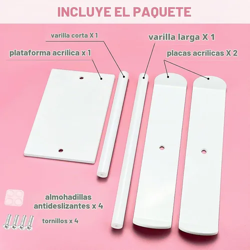 Vista 6 de Soporte para diadema, 2 niveles de acrílico para el cabello, organizador de exhibición