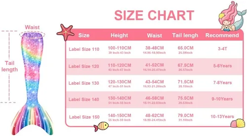 Vista 5 de Traje de baño de cola de sirena con monoaleta para niñas, conjunto de bikini