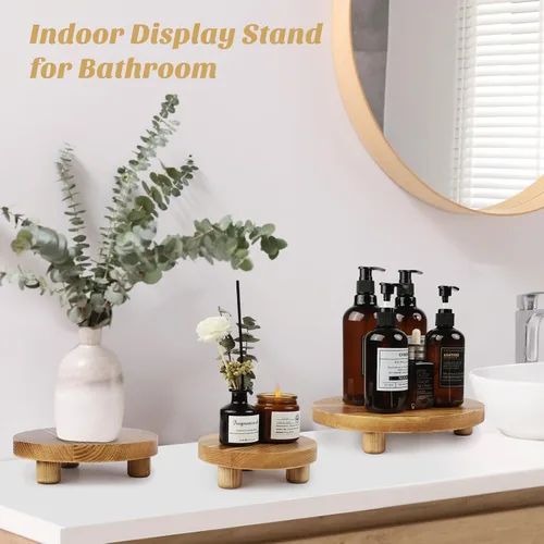 Vista 10 de Soportes de madera para plantas, elevadores de madera para interiores y exteriores para decoración, taburete de madera para mesa del hogar, baño