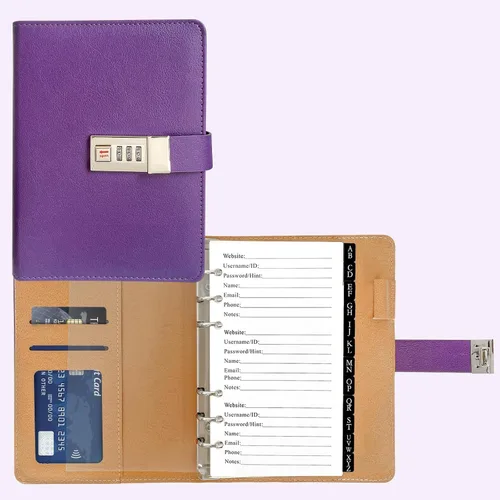 Vista 10 de BTSFTOGET Refillable Password Book Binder with Alphabetical Tabs and Lock, 576 Passwords Large Print, 316 Pages Password Keeper for Computer &