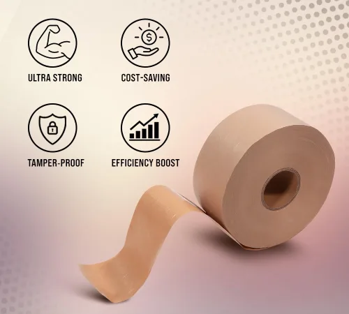 Vista 5 de Mytee Products 16 rollos de cinta activada por agua de 2.75 pulgadas x 450 pies, cinta adhesiva reforzada para el paquete, cinta de papel kraft