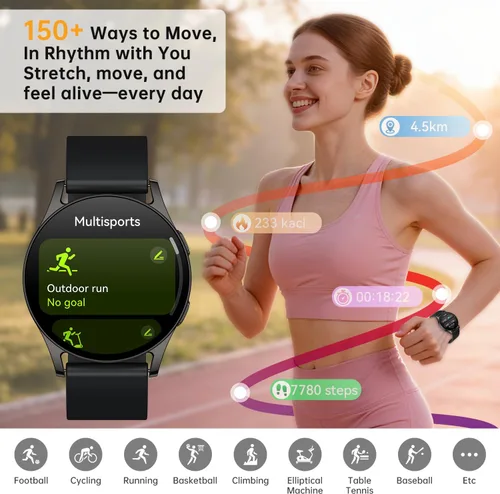 Vista 7 de Reloj inteligente para mujeres y hombres, rastreador de actividad AMOLED de 1.614 in para Android iPhone con pantalla siempre encendida, más de 150