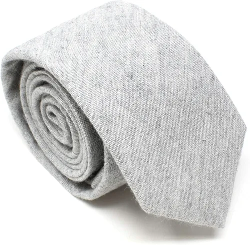 Vista 83 de Corbata delgada de algodón cambray para hombre, estilo desgastado texturizado - 2 1/2 pulgadas de ancho