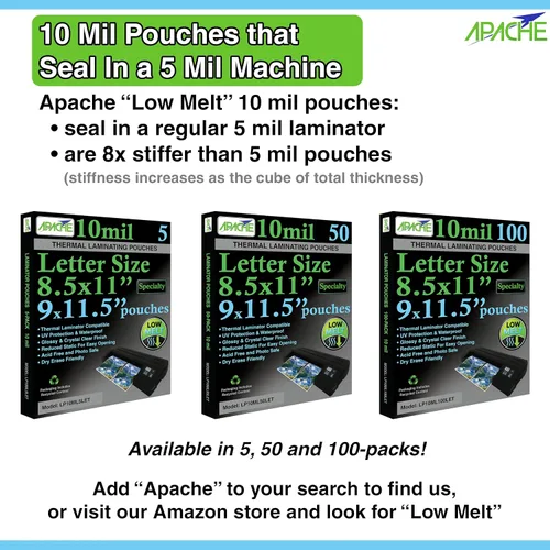 Vista 5 de Estuche de 0,17 fl oz Apache Holds 5 x 7 Inch Projects, Thermal Laminator Compatible Laminating Sheets, Super Clear, Round Corners
