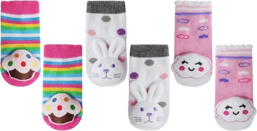 Vista 2 de PUPPET Calcetines de sonajero para niña botines de algodón set de regalo RosaRebel Fun 6 meses