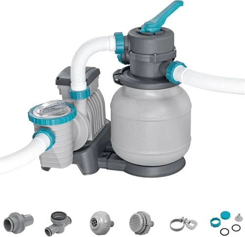 Vista 4 de Bestway Bomba de filtro de arena de 1,500 galones para piscinas al aire libre sobre el suelo de 300 a 11,200 galones con dispensador de agua limpia