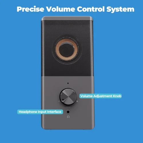 Vista 3 de ROSON Altavoz de computadora, altavoz de tamaño compacto con conector para auriculares, graves mejorados y control de volumen, altavoces multimedia