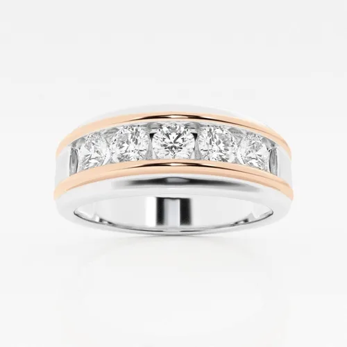 Vista 4 de Anillo de boda redondo de 12 ctw para hombre de diamante cultivado en laboratorio en oro de 14 k