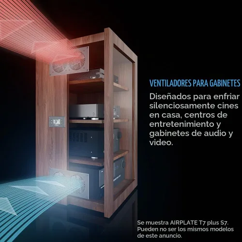 Vista 2 de AC Infinity AIRPLATE T7 sistema de refrigeración silencioso con termostato para sistemas de Home Theater