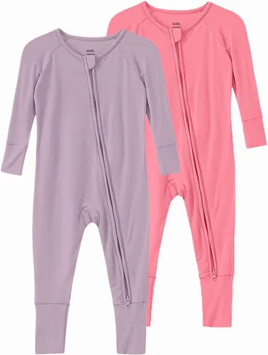 Vista 38 de Pijama de viscosa de bambú sin pies para niños y niñas, pijamas con cremallera para dormir y jugar, mameluco - 0-24 meses