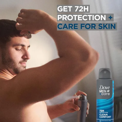 Vista 5 de Dove Men+Care Desodorante antitranspirante Dry Spray Clean Comfort para hombres, protección contra el sudor y el olor de 72 horas con tecnología