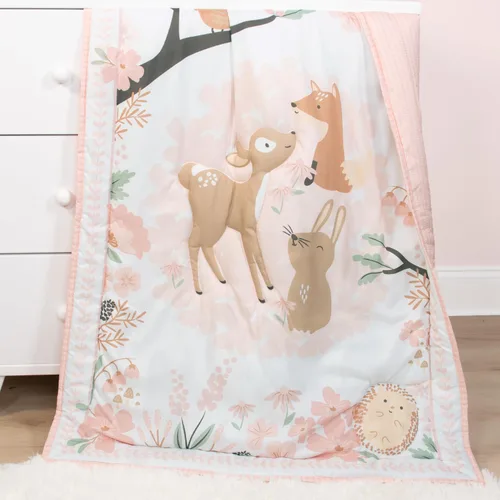 Vista 5 de El juego de ropa de cama de 3 piezas The Peanutshell para cuna de bebé para niñas - Decoración de cama de recién nacida, bebé y niña con sábana
