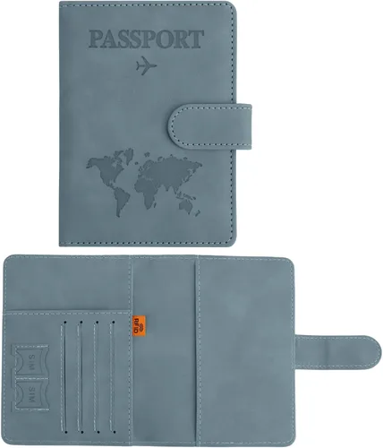 Vista 9 de Funda para pasaporte para viajes, funda para pasaporte con ranura para tarjeta de crédito y ranura para tarjeta de embarque, funda para pasaporte