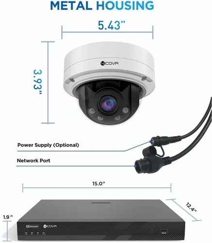 Vista 8 de 4COVR - Sistema de cámara de seguridad de 16 canales para negocios, detección de vehículos humanos, 16 x 5MP 0.110-0.472 in AutoFocus IK10 a prueba