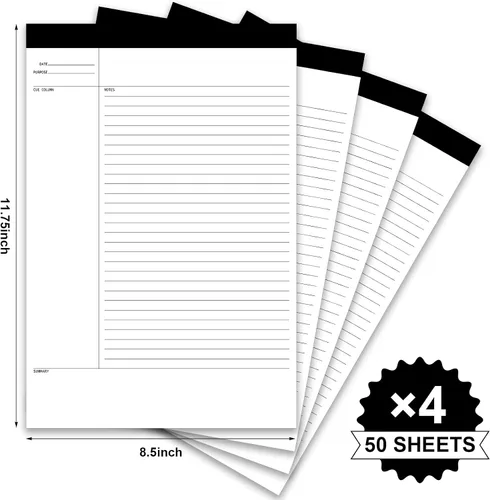 Vista 4 de Outus 4 paquetes de blocs de notas de tamaño legal de 8.5 x 11.75 pulgadas con 50 hojas/bloc, blocs de notas en blanco con renglones de tamaño legal