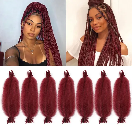 Vista 37 de Cabello afro trenzado elástico de 16 pulgadas, paquete de 3 marley twist para rastas falsas, trenzas rizadas de mariposa, cabello trenzado marley