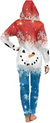 Vista 4 de AFPANQZ Enterizo unisex ajustado con capucha para el hogar, pijama con bolsillo frontal con capucha, talla S-4XL
