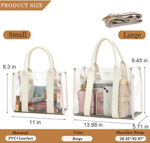 Vista 4 de Bolsa transparente aprobada para estadios, bolsa transparente para eventos de estadio, bolso de plástico para mujer