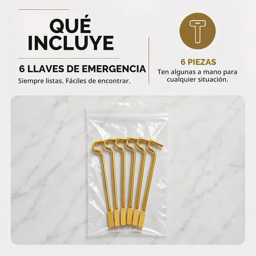 Vista 4 de Llave de emergencia interior para baño y dormitorio, paquete de 6