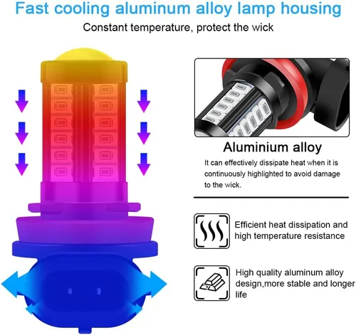 Vista 4 de Bombillas LED antiniebla H8 H9 H11 DRL 2800 lúmenes, Xtreme, superbrillantes, 5730, 33-SMD, 12 V, bombillas LED de repuesto para automóviles, Azul