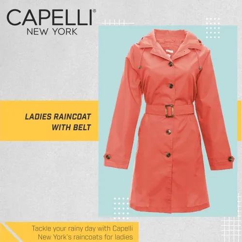 Vista 3 de Capelli New York Chubasquero de lluvia para mujer con capucha extraíble