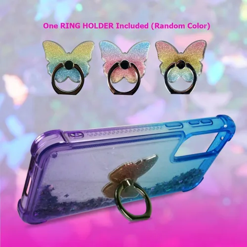 Vista 4 de Zase Diseño para Motorola Moto G Play (2023)/Moto G Pure/Moto G Power (2022) Funda transparente con purpurina líquida brillante linda flotante 3D
