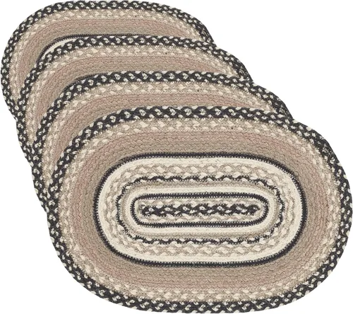 Vista 10 de VHC Brands Sawyer Mill, Dining Table Placemat, Braided Jute, Oval, Charcoal Creme, 10x15, 8 Pack 8 Pack