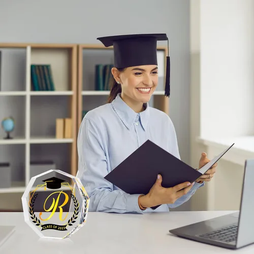 Vista 6 de Maitys Regalo de graduación 2024 con monograma, inicial, acrílico, inspirador, recuerdo inspirador y pisapapeles para clase de 2024, regalo