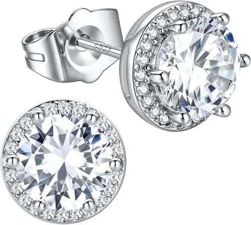 Vista 17 de Richsteel Aretes de circonita cúbica para hombre, postes de plata de ley Dorado Plateado