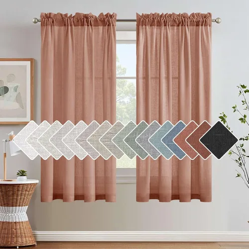 Vista 65 de H.VERSAILTEX Cortinas texturizadas de lino con filtro de luz para sala de estar, tratamiento de ventanas, cortinas naturales y duraderas