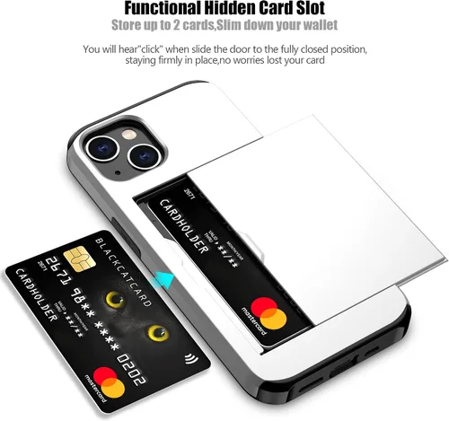 Vista 64 de Nvollnoe - Funda para iPhone 14 con tarjetero [tienda de 5 tarjetas] Negro - Almacenamiento más grande