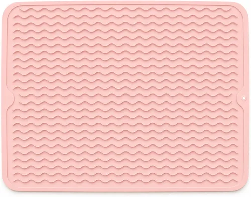 Vista 10 de Tapete de secado de silicona de 16 x 12 pulgadas, tapete antideslizante negro para fregadero para encimera de cocina, almohadilla de platos