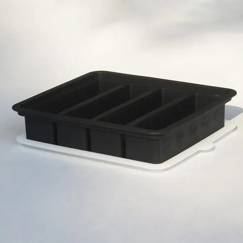 Vista 3 de Molde de silicona para mantequilla con tapa, bandeja de mantequilla antiadherente para hacer 4 palitos de mantequilla, formas de recipiente