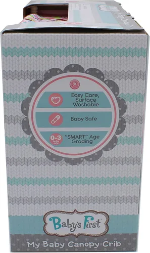 Vista 6 de Baby's First Cuna afroamericana con dosel con muñeca de cuerpo suave de 9 pulgadas y manta de bebé, segura para niños de 3 años en adelante