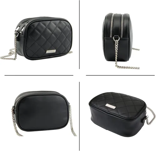 Vista 2 de MAXWISE Bolso cruzado con correa de cadena para mujer, pequeño bolso acolchado