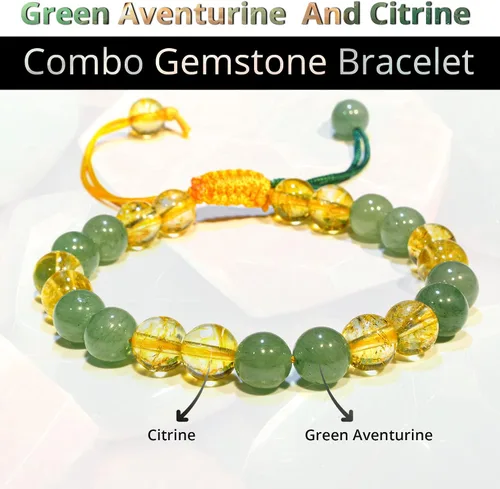 Vista 245 de Adjustable Crystal Bracelet – Gemstone Bead Bracelet with Adjustable Macrame String – Chic Gemstone Bracelet for Men and Women – 8mm Round Healing