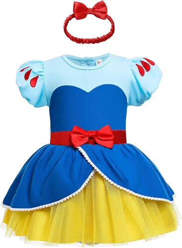 Vista 13 de Vestidos de princesa para niñas pequeñas, disfraz de mameluco para cumpleaños, Navidad, Halloween con diadema de 0 a 18 meses