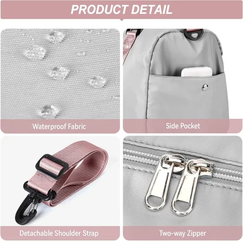 Vista 4 de Bolsas de lona deportivas para mujer, A-gret con mango rosa