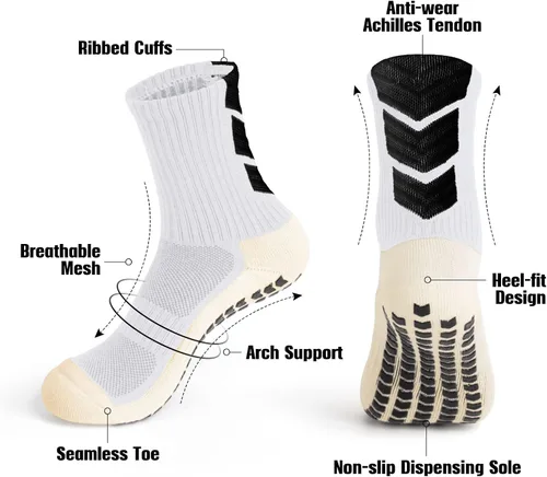 Vista 4 de Calcetines de agarre de fútbol antideslizantes, calcetines de fútbol antideslizantes para fútbol, baloncesto, deportes, 3 pares, talla única