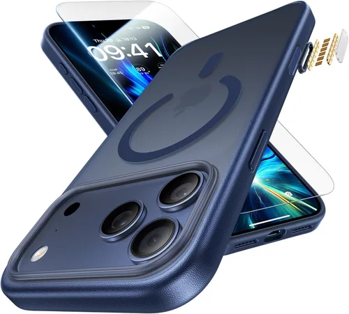 Vista 10 de Funda magnética 3 en 1 a prueba de golpes para iPhone 17 Pro, compatible con MagSafe, protección militar superior, 1 protector de pantalla + 1